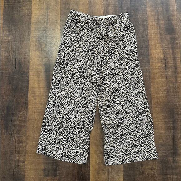 J. Crew Leopard Print Harvey Silk Pull On Wide Leg Cropped Pant Size 6 - Picture 3 of 9